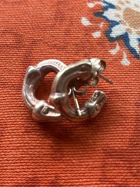Authentic Tiffany silver bamboo huggie style hoop earrings